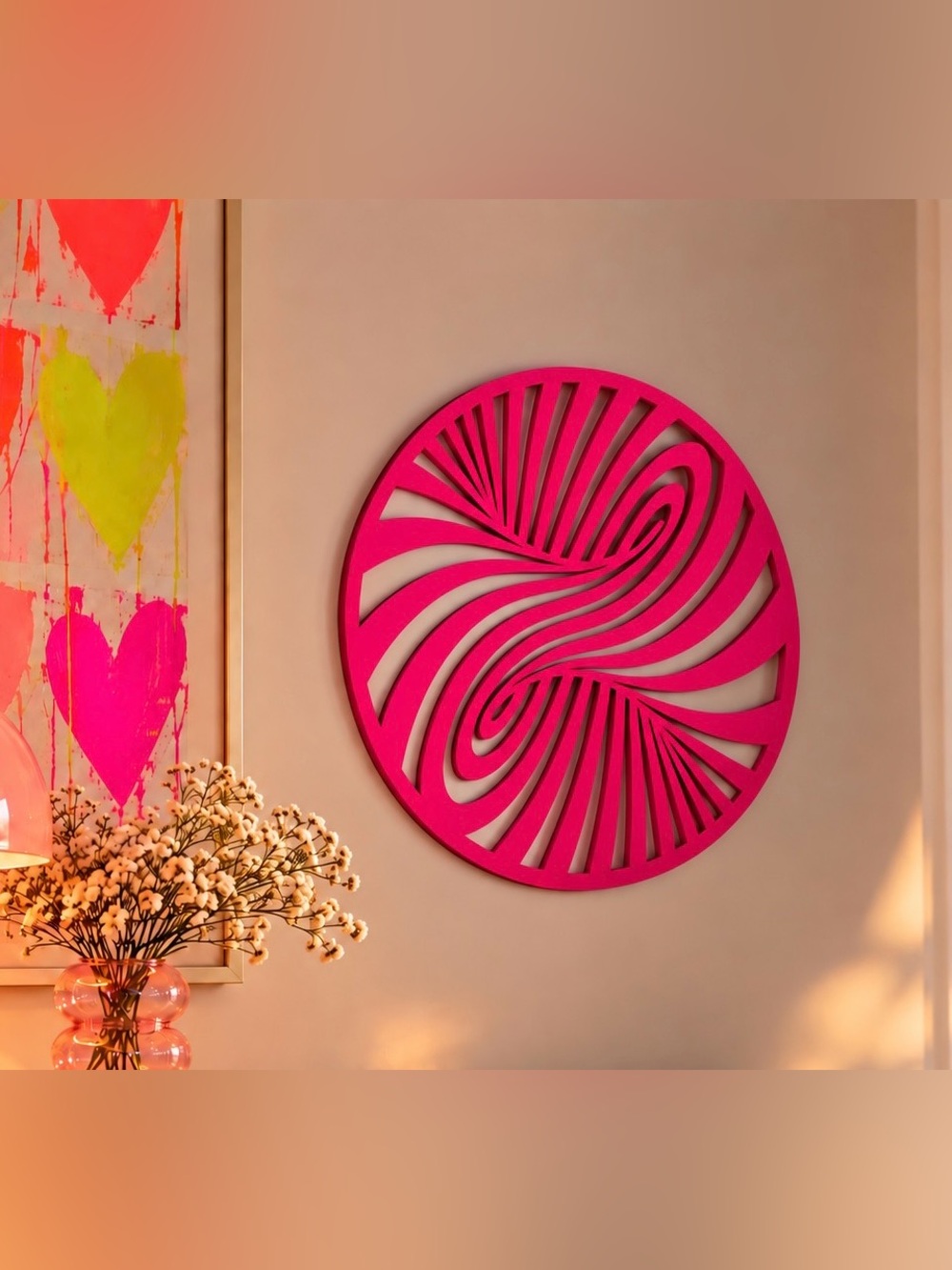 Original Hot Pink Swirl 3D Wall Art | Dopamine Decor